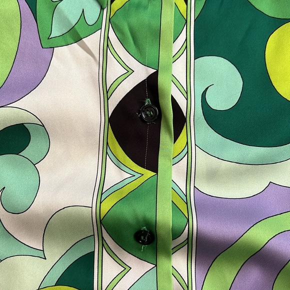 Zara Matching Retro Blouse and Skirt Green and Purple Paisley Set size Medium - Picture 6 of 7